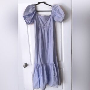 RACHEL ROY Light Blue Woven Puff Sleeve Square Neck Maxi Dress